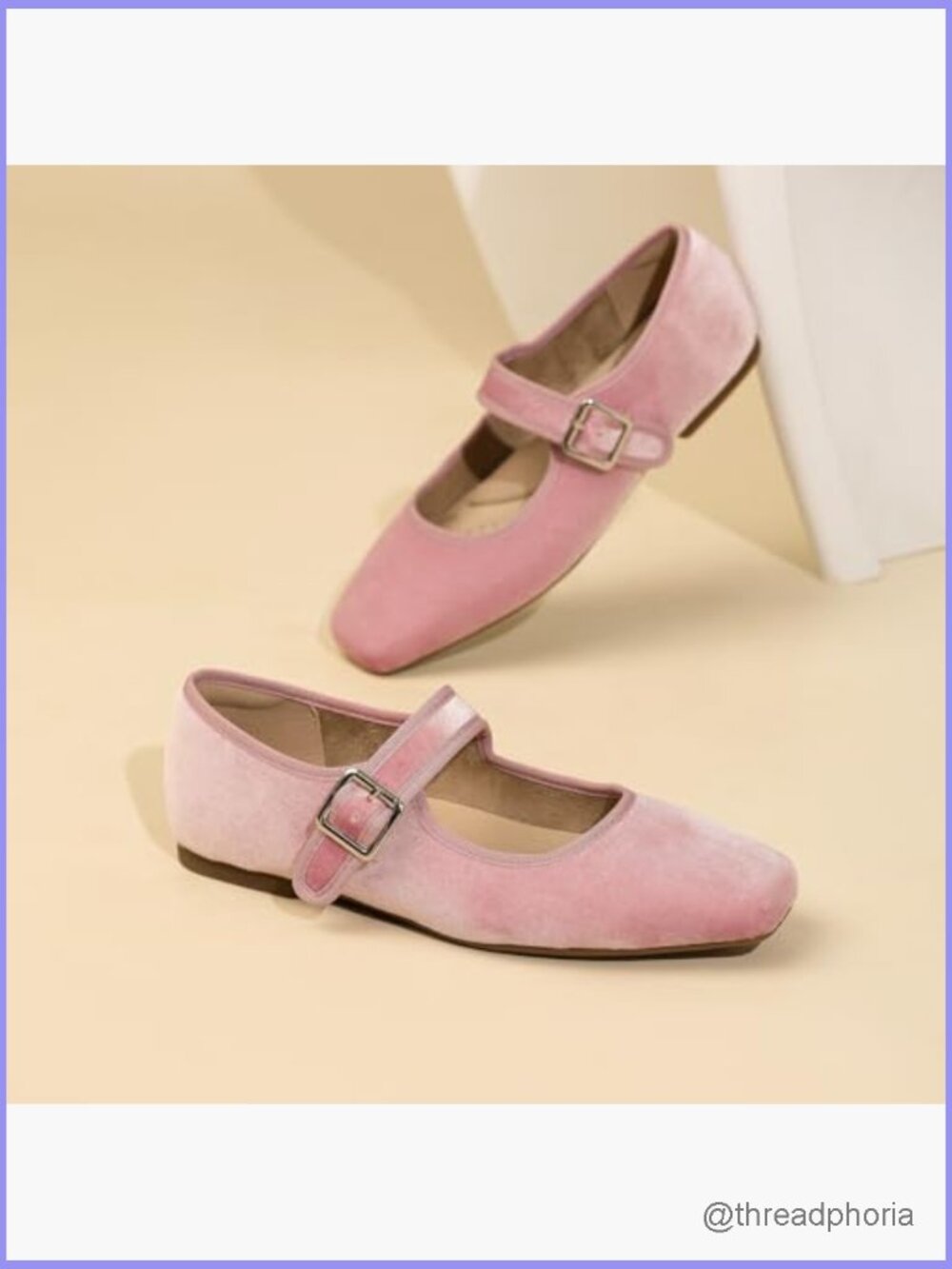 Square Toe Ballet Flats with Adjustable Strap Slip On Work Flats - Picture 5 of 7